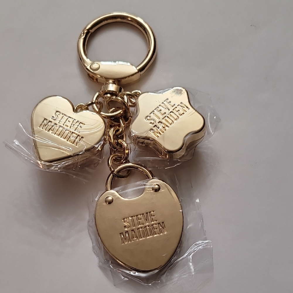 Steve Madden Gold Charm Keychain Trio
